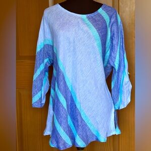 NWOT TERRA BLU MADE IN ITALY Linen top/swim cover up sL Gorgeous colors-bias cut